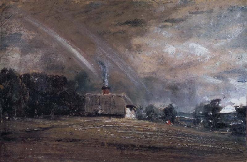John Constable Landscape study,cottage and rainbow France oil painting art